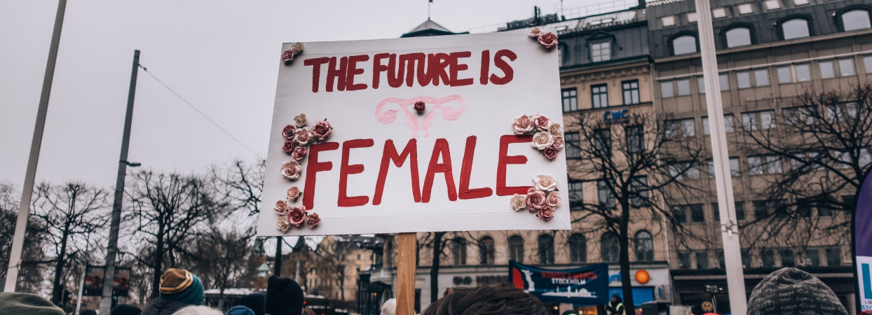 the future is female sign at a protest