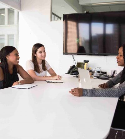 women in the public relations industry interview a potential employee