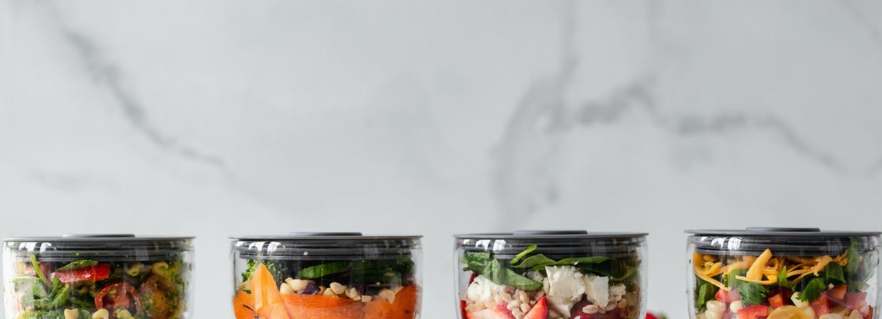 healthy food prepared in containers