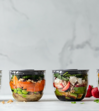 healthy food prepared in containers
