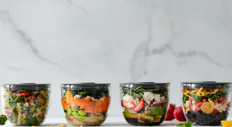 healthy food prepared in containers