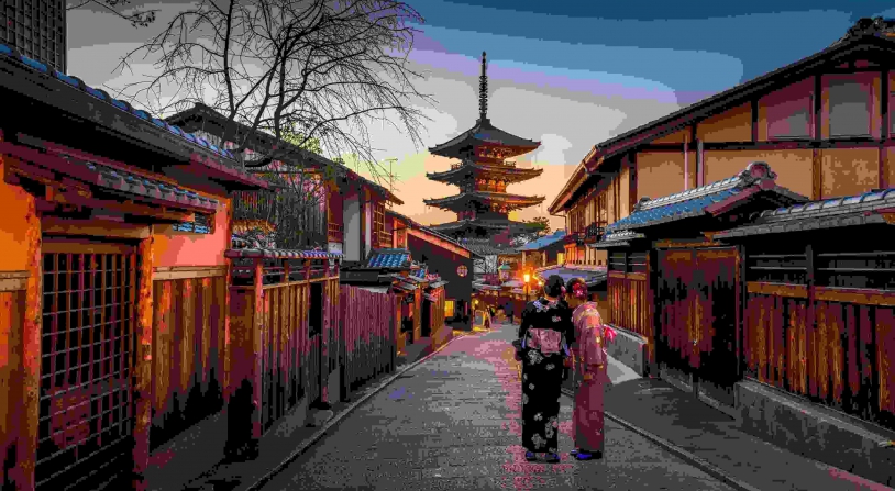 people standing in kyoto japan